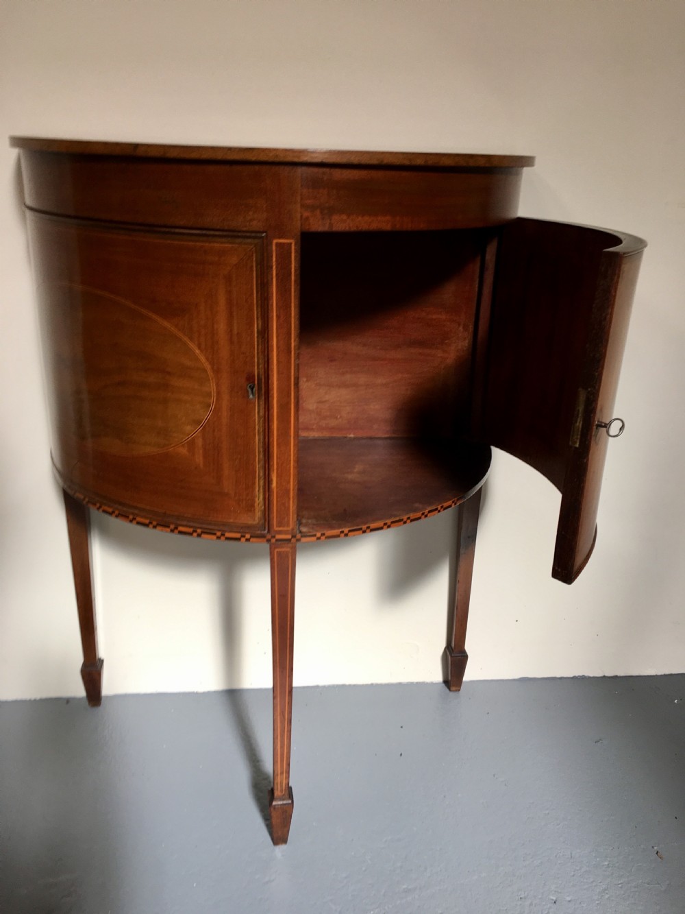 Inlaid bow front side cabinet  View VIII