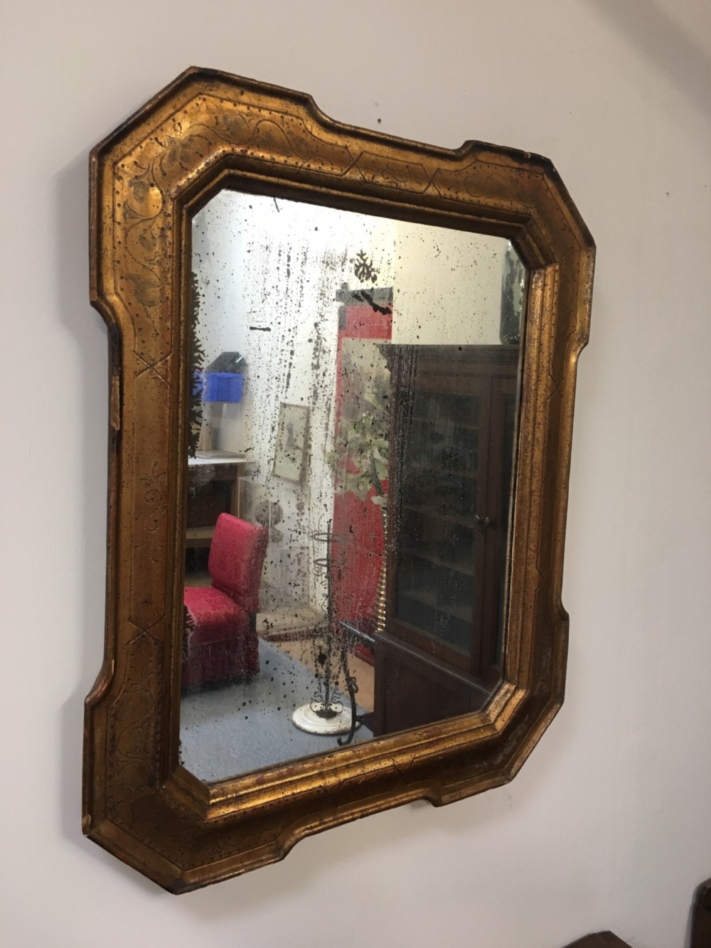 Distressed Gilt wood mirror 