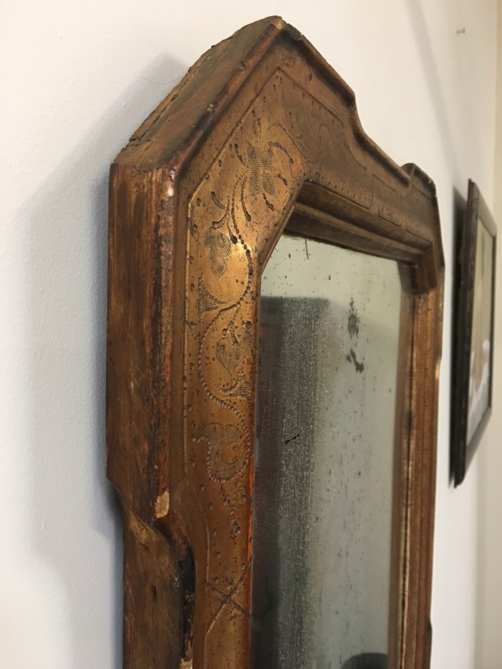 Distressed Gilt wood mirror  View X