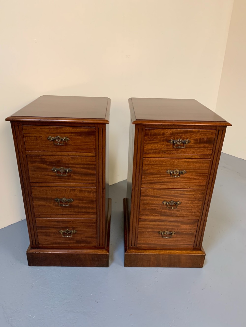 Pair mahogany bedside cabinets with drawers