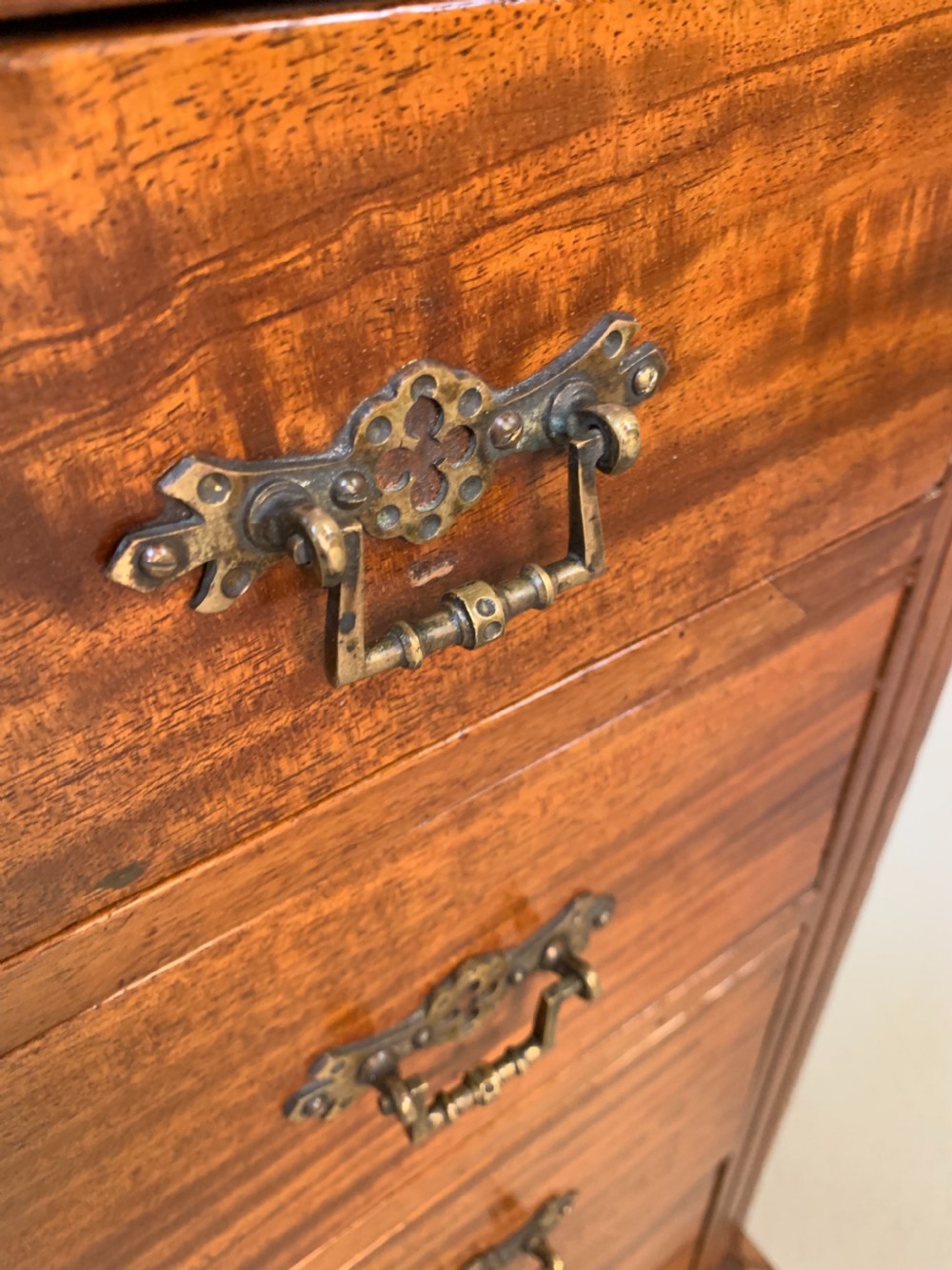 Pair mahogany bedside cabinets with drawers View VI