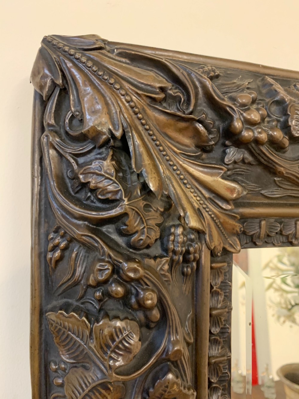 Exceptional large repousse mirror  View II