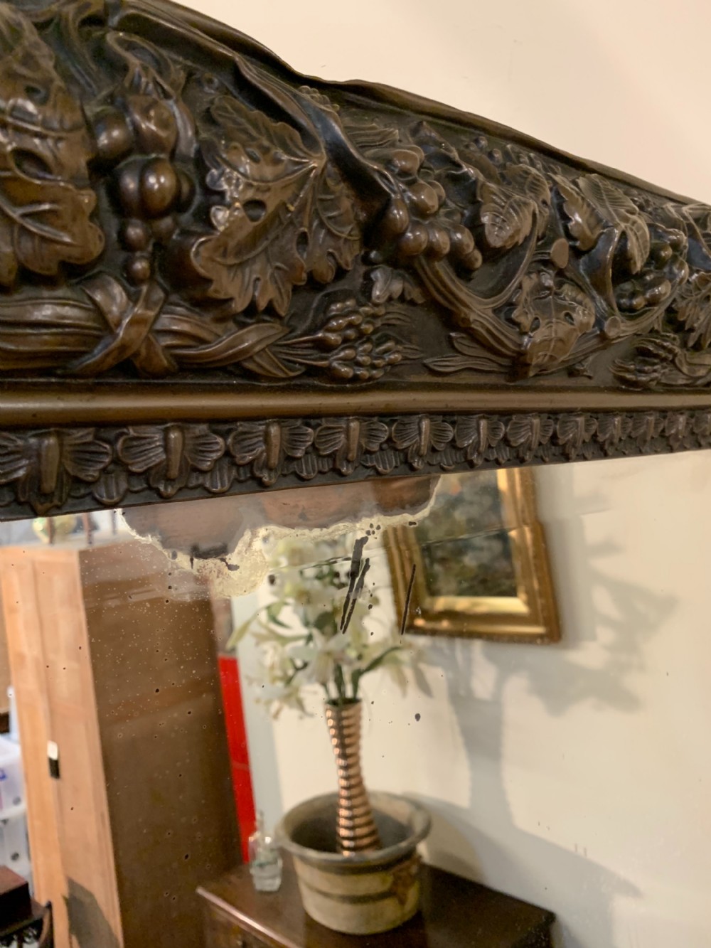 Exceptional large repousse mirror  View III