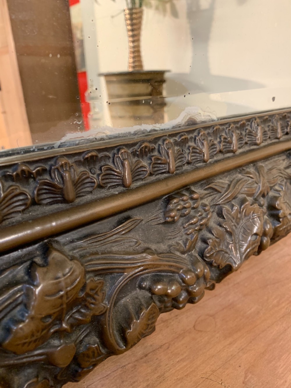 Exceptional large repousse mirror  View X