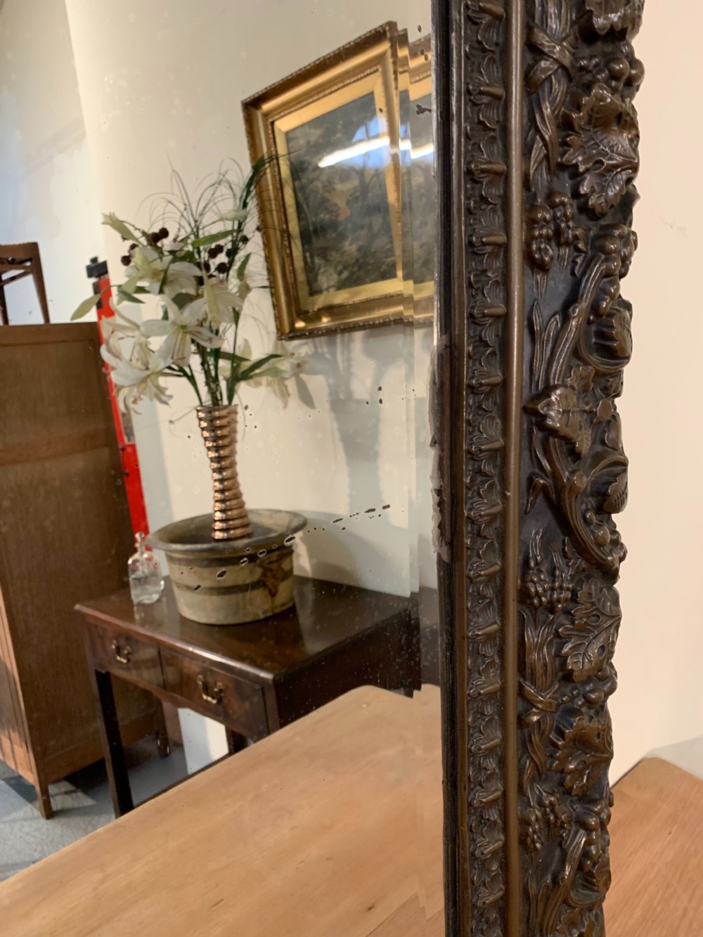 Exceptional large repousse mirror  View XI