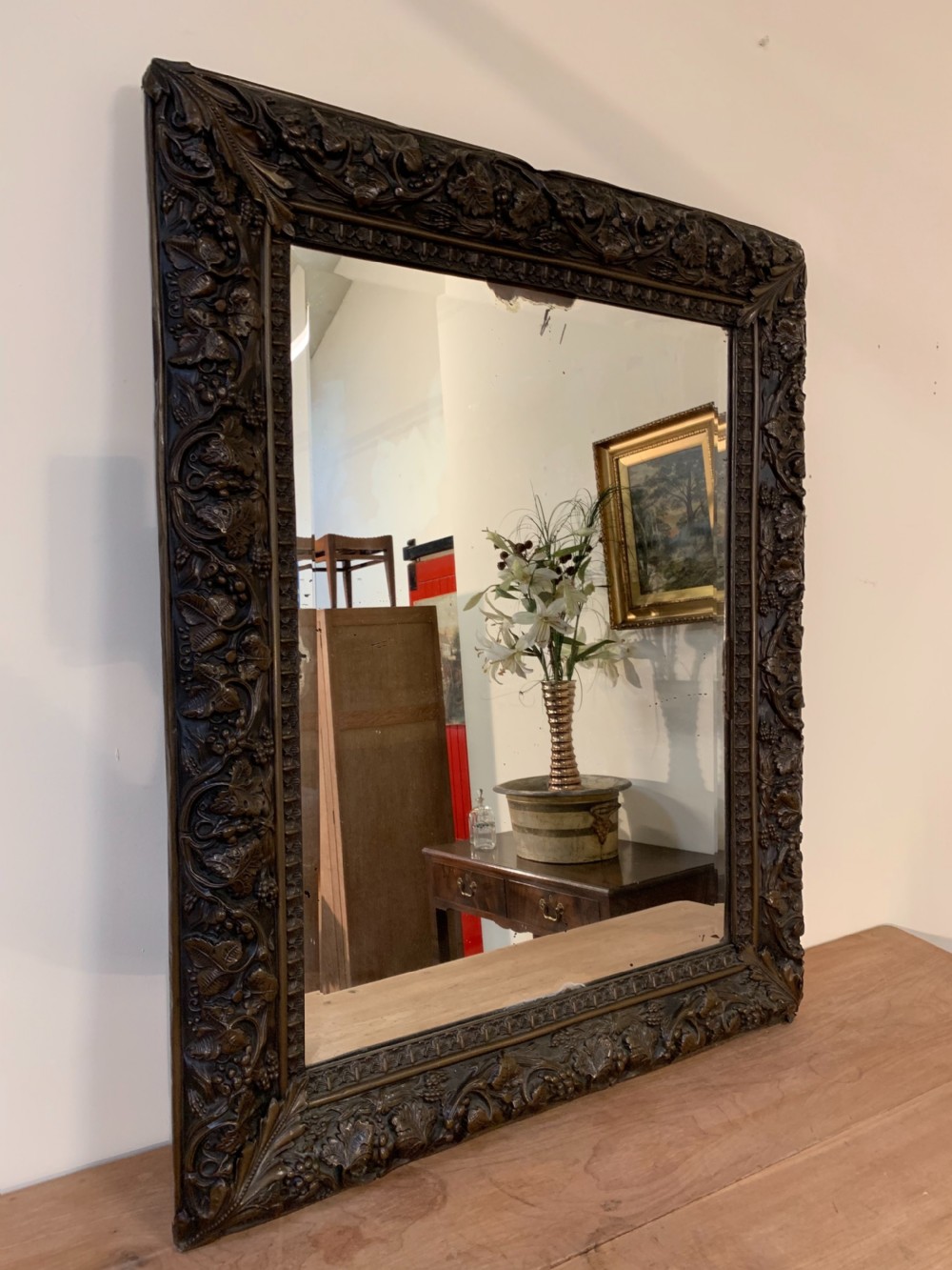 Exceptional large repousse mirror  View XIV