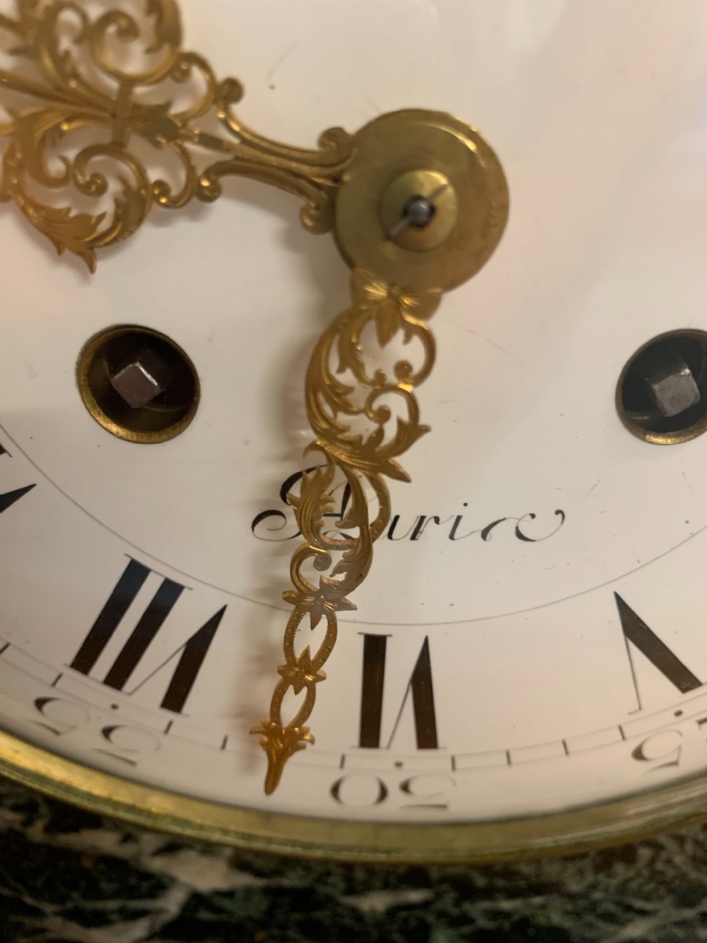 Impressive large marble mantle clock  View X