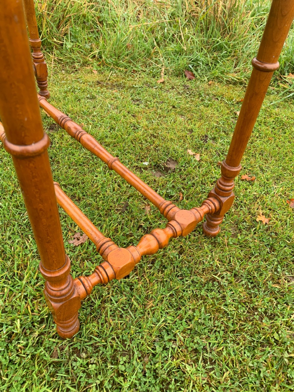 Elegant narrow walnut side table  View III