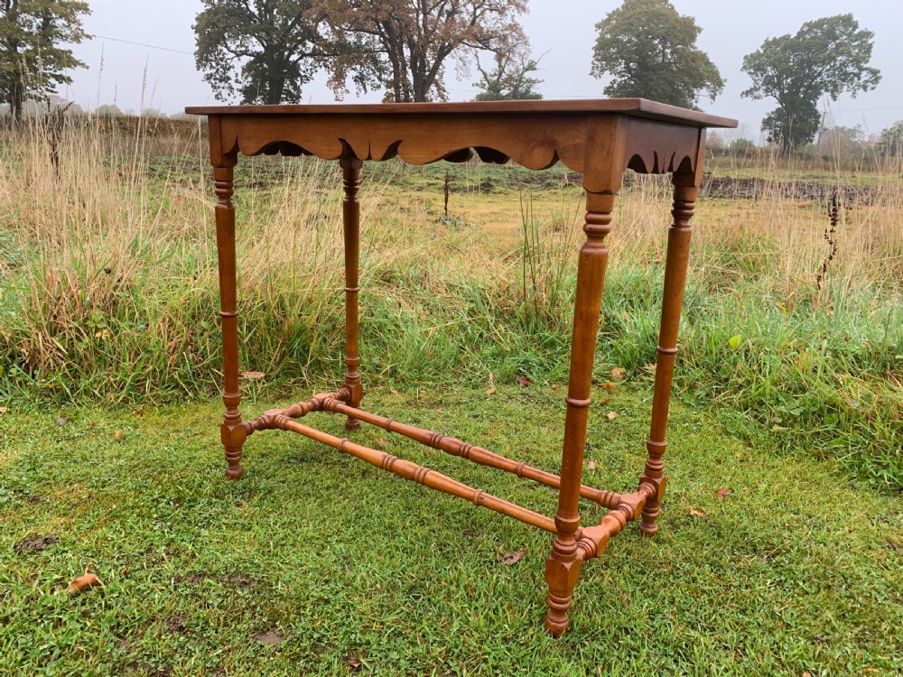 Elegant narrow walnut side table  View IV