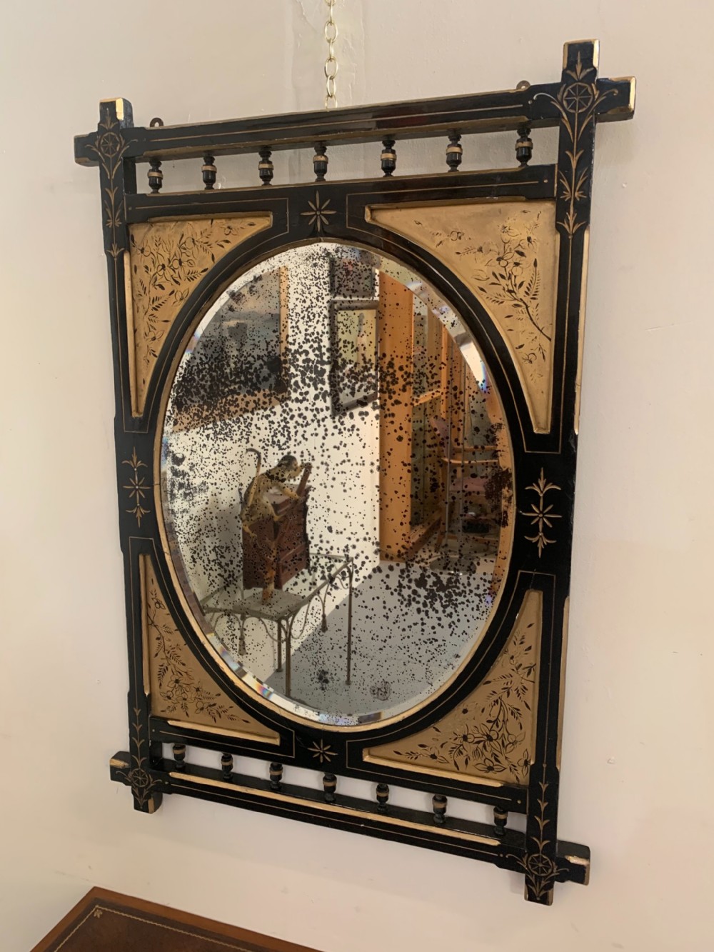Large aesthetic mirror with distressed plate