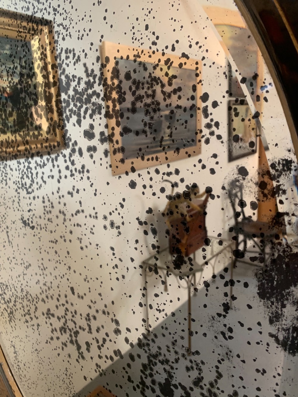 Large aesthetic mirror with distressed plate View V