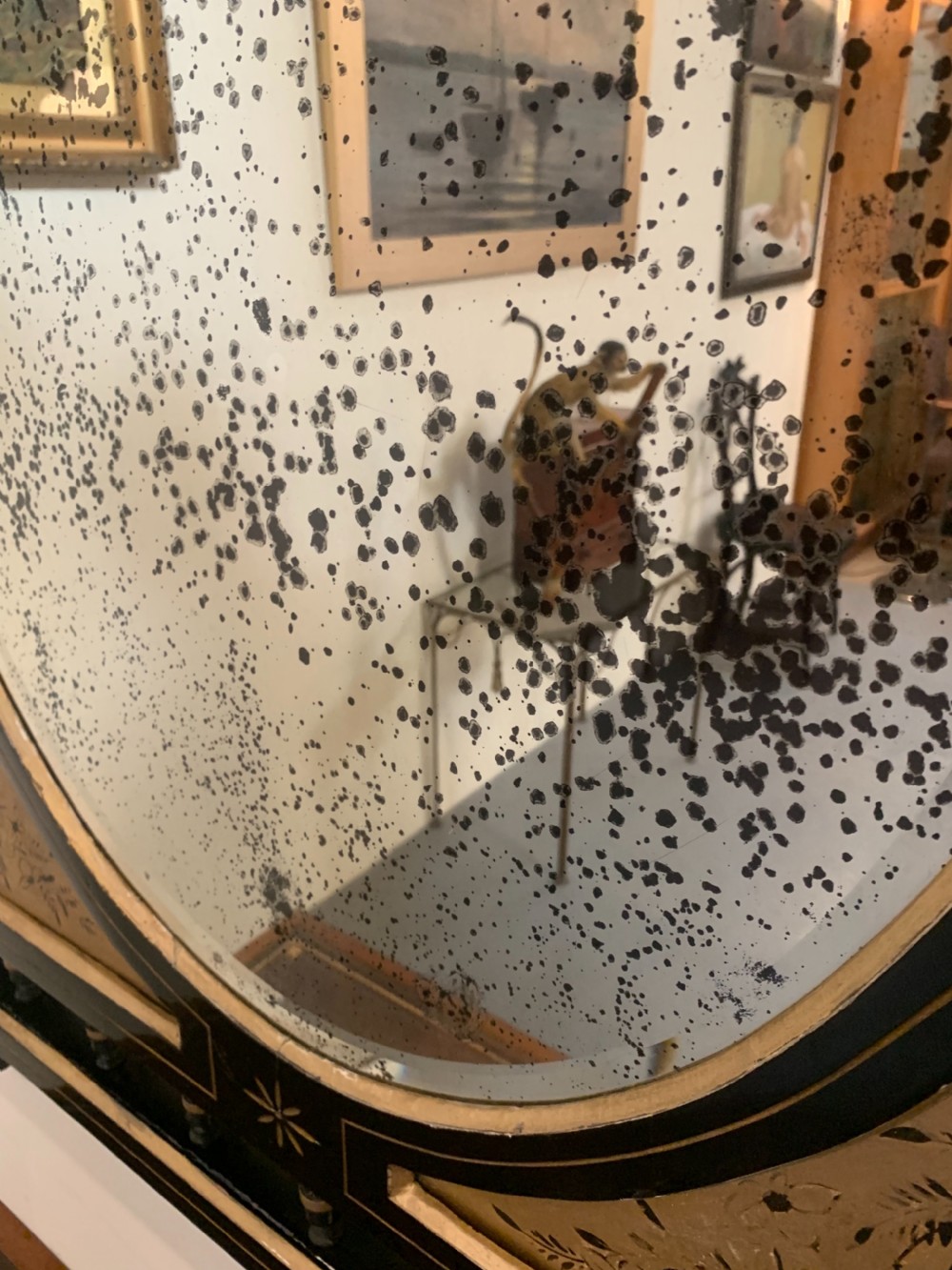 Large aesthetic mirror with distressed plate View VI