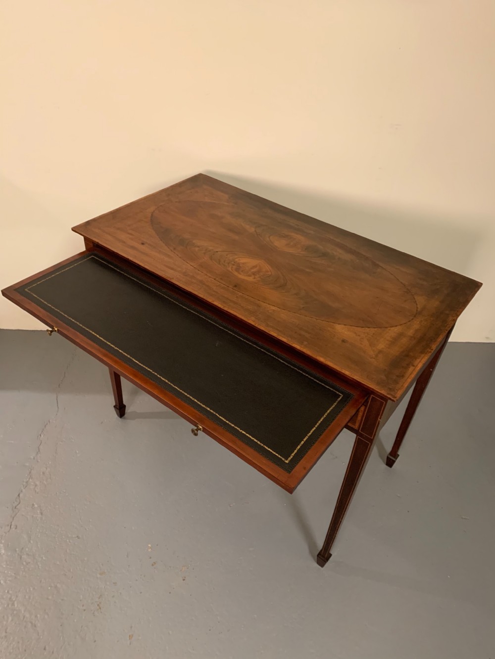 Edwardian inlaid writing table  View II