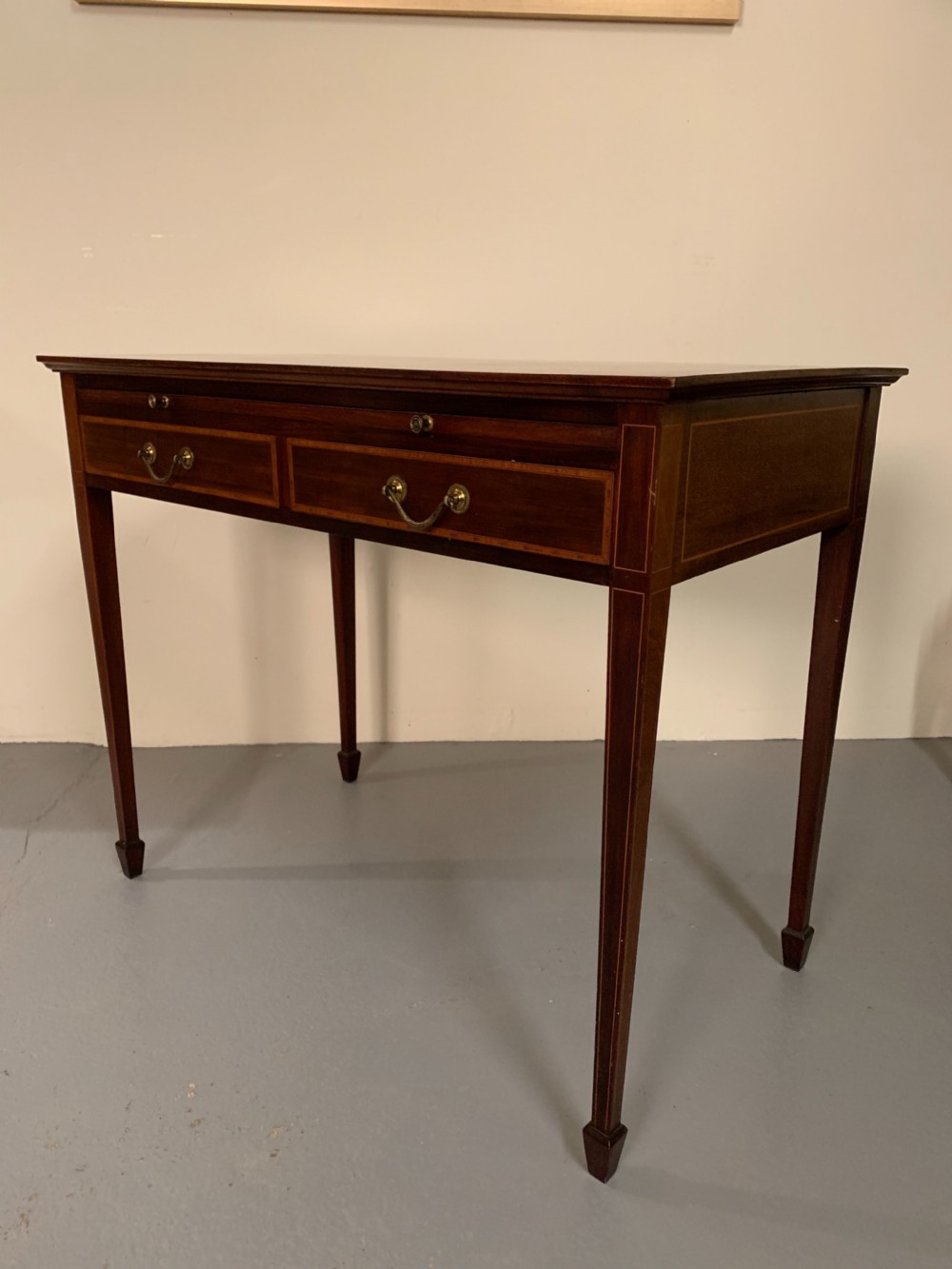 Edwardian inlaid writing table  View III
