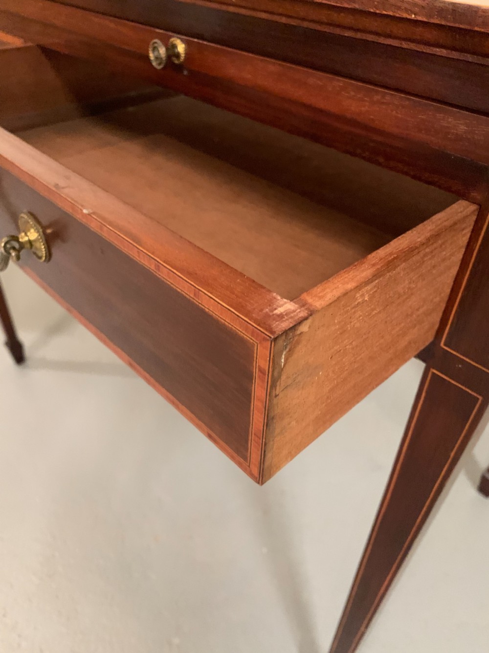 Edwardian inlaid writing table  View VI