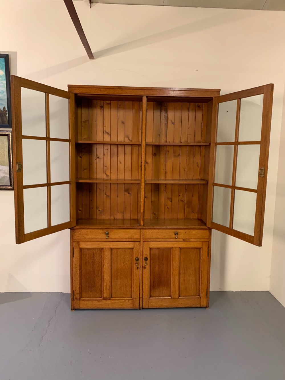 Superb oak glazed cupboard  View III