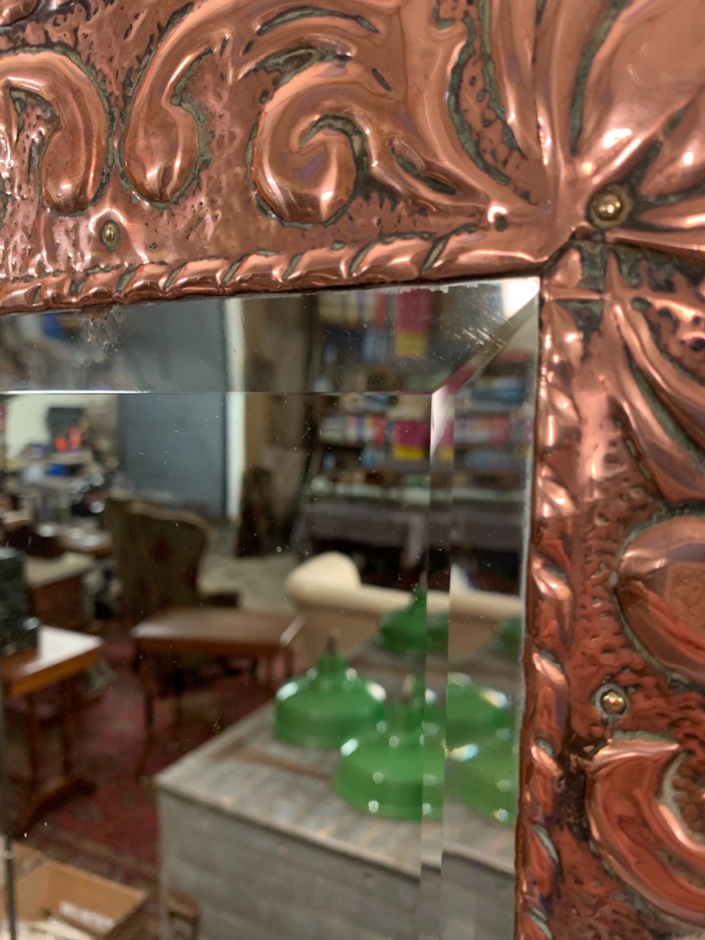 Arts and crafts copper mirror  View V
