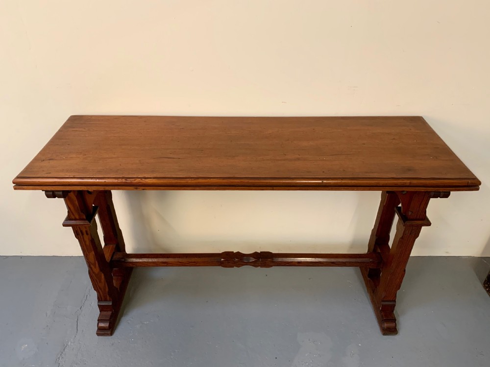 Good narrow gothic pine console table  View VIII