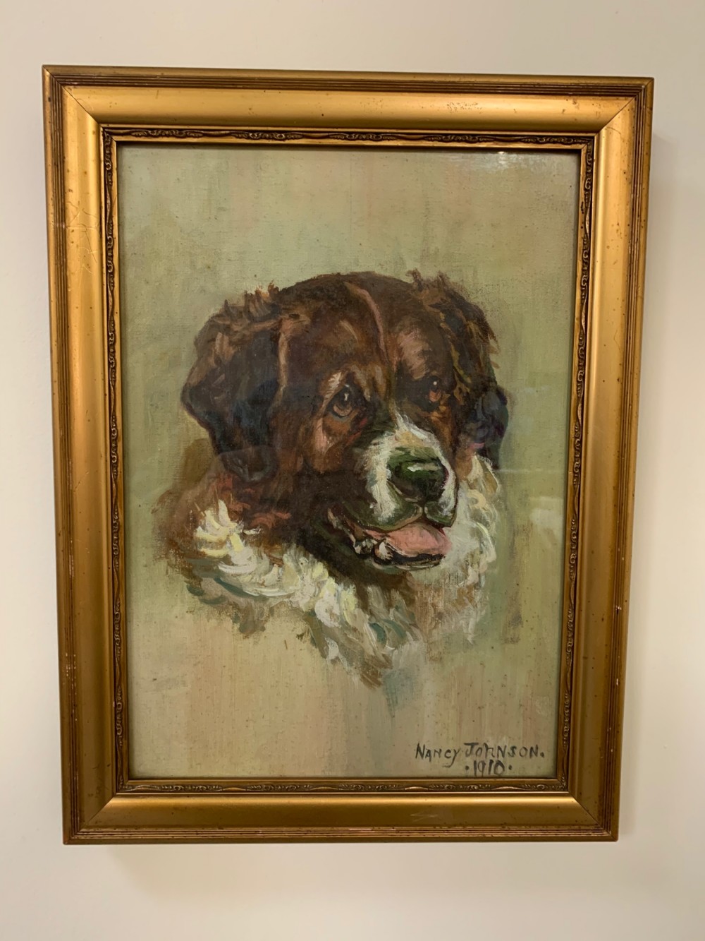 St. Bernard dog oil portrait  View IV