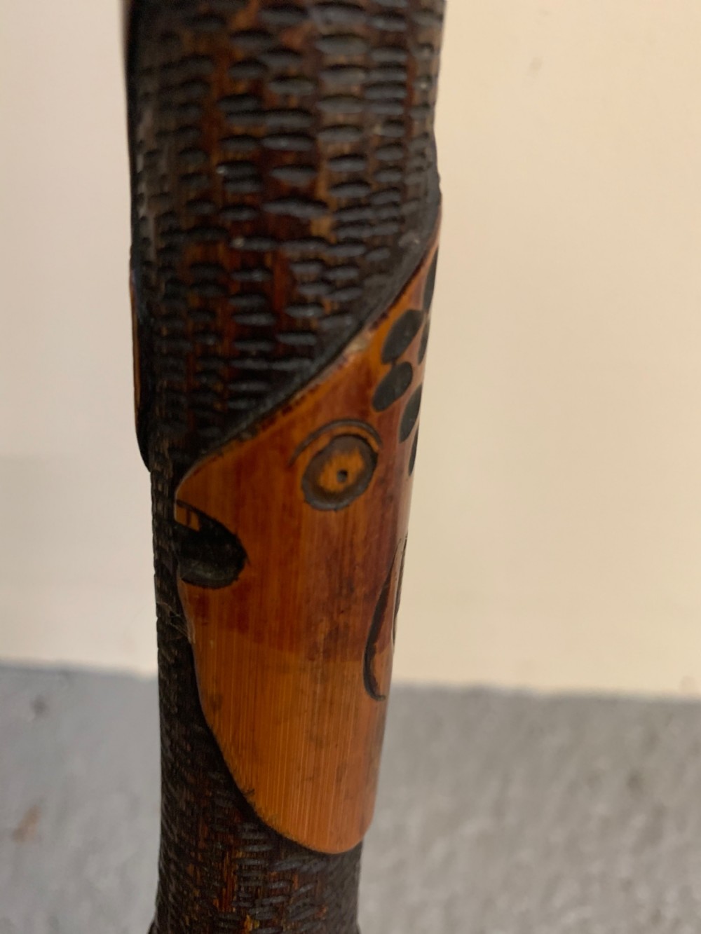 Carved bamboo walking stick  View VI