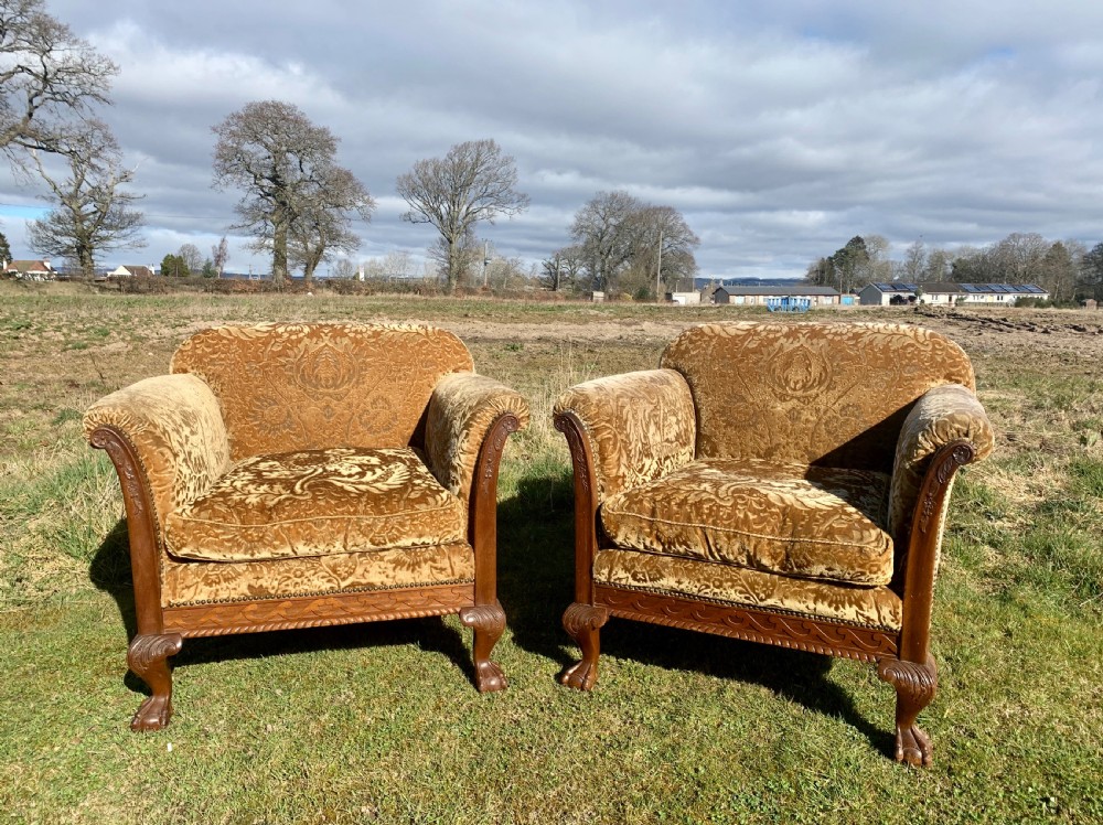 Good pair walnut armchairs 