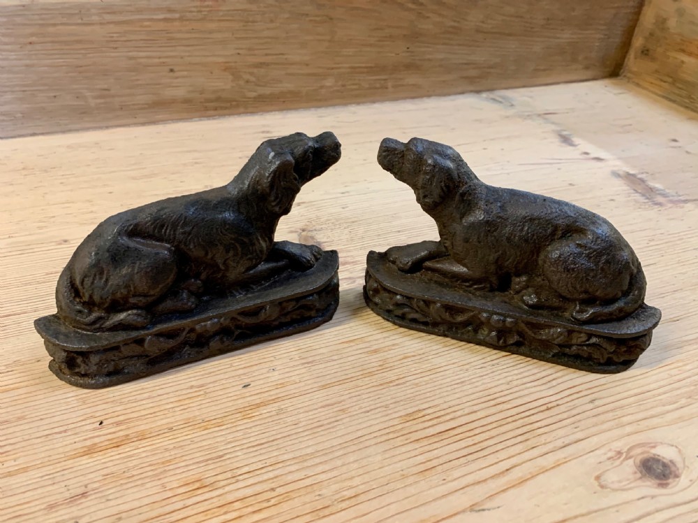 Pair cast iron dog doorstops View II