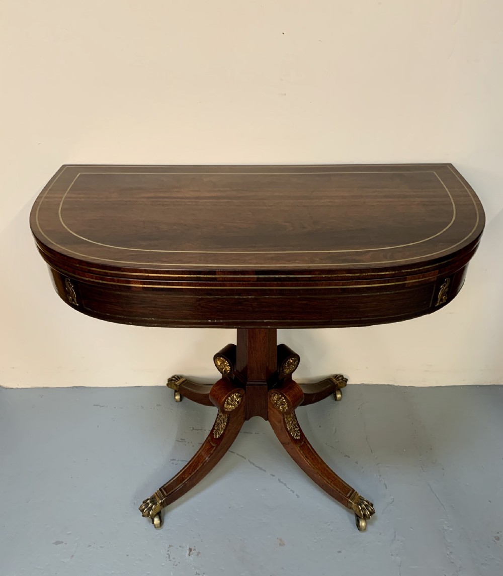 Fine regency rosewood card table
