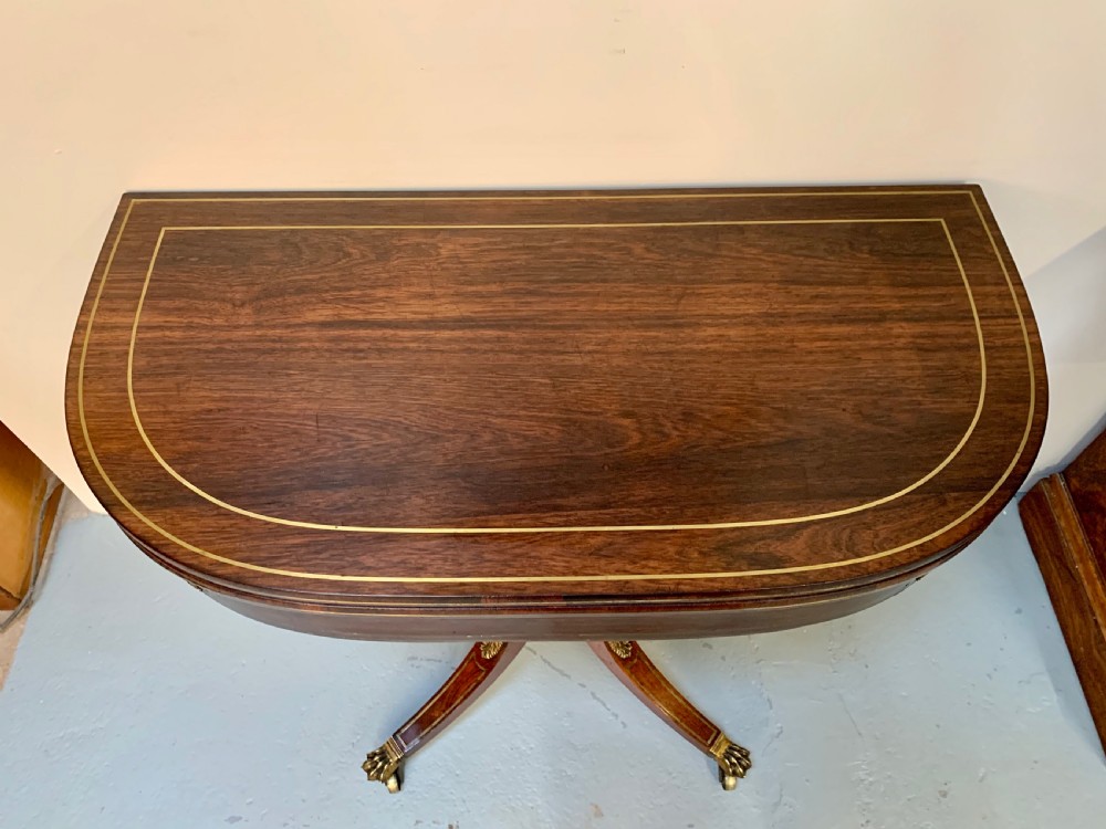 Fine regency rosewood card table View VI