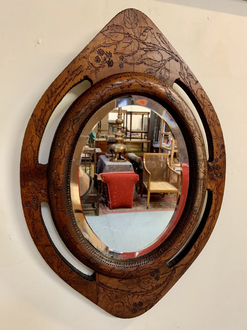 Decorative pokerwork mirror 