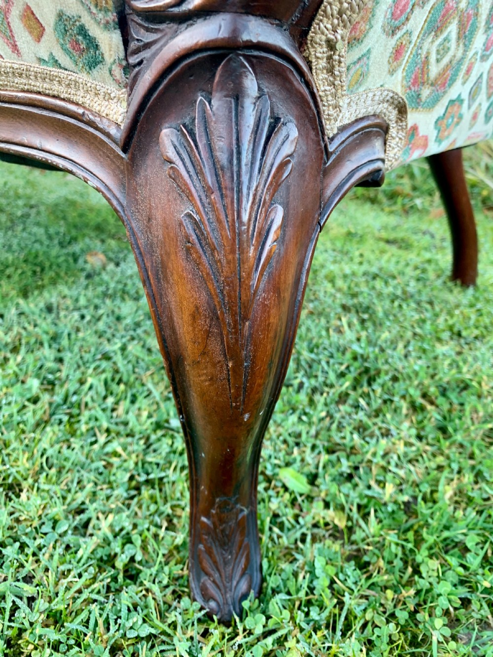 Tiny carved mahogany sofa View V