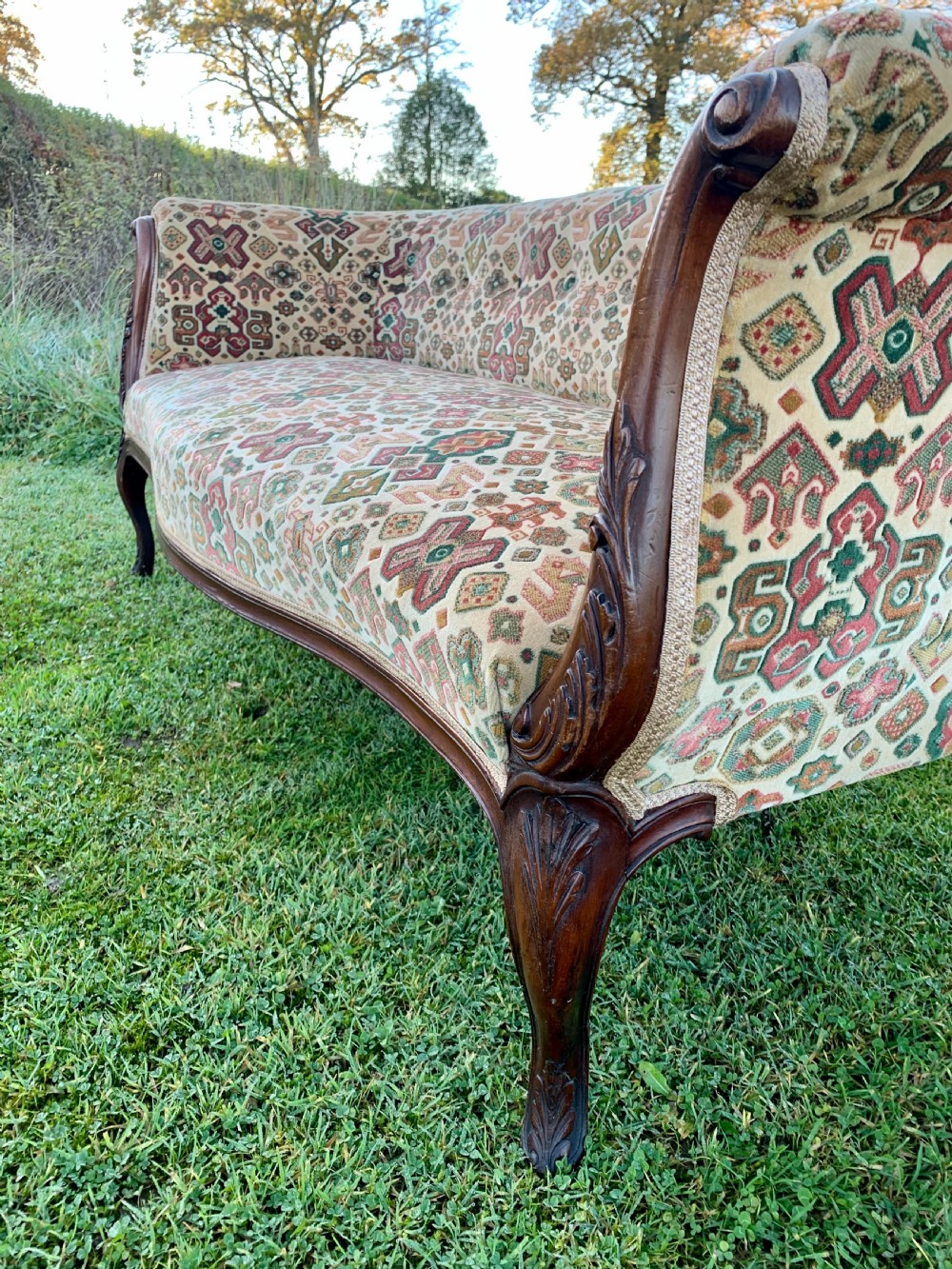 Tiny carved mahogany sofa View VI