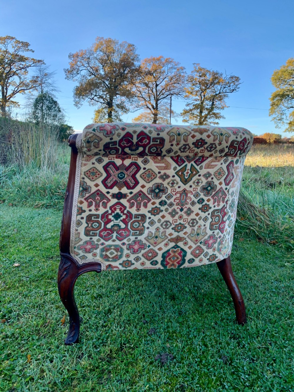 Tiny carved mahogany sofa View VII
