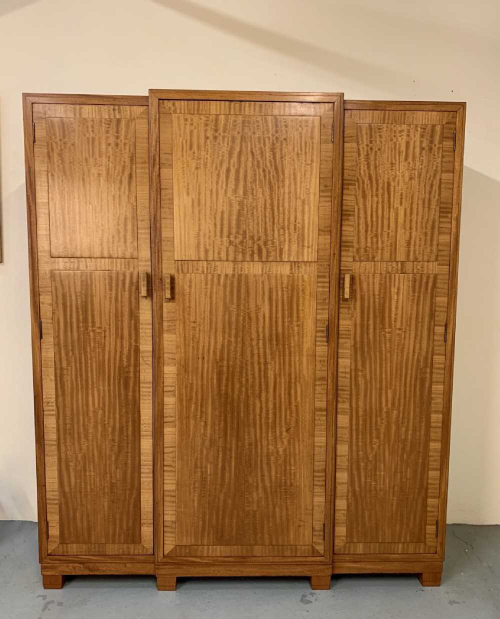 Heals satinwood triple wardrobe 