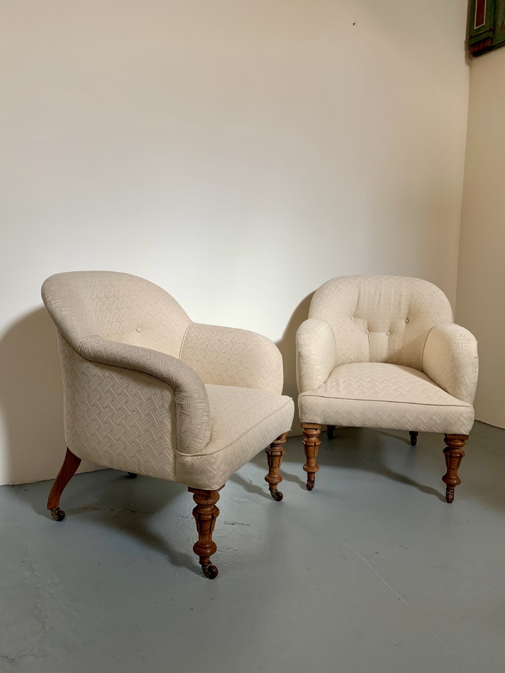 Pair oak tub chairs