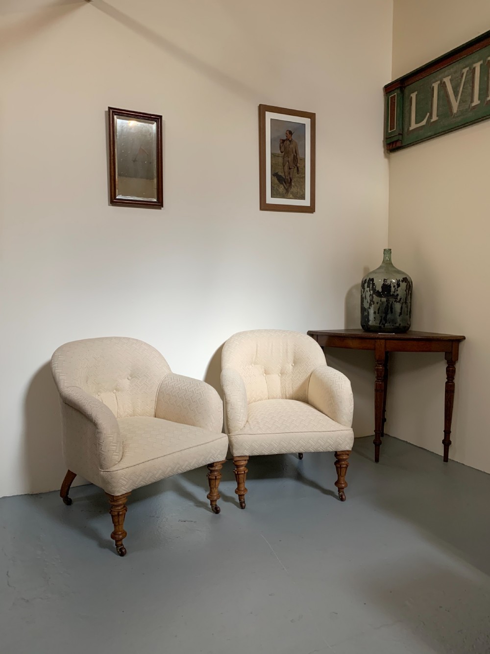 Pair oak tub chairs View IX