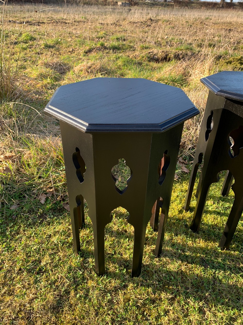 Pair arts and crafts moorish tables View III