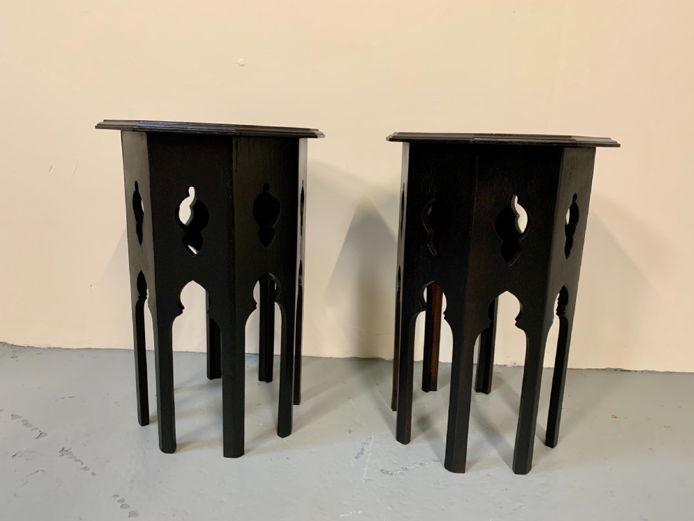 Pair arts and crafts moorish tables View IV