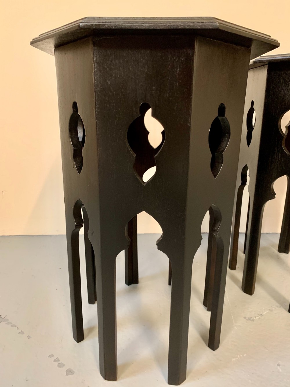 Pair arts and crafts moorish tables View IX