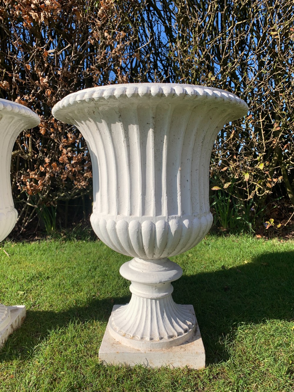Large pair cast iron garden urns  View VIII