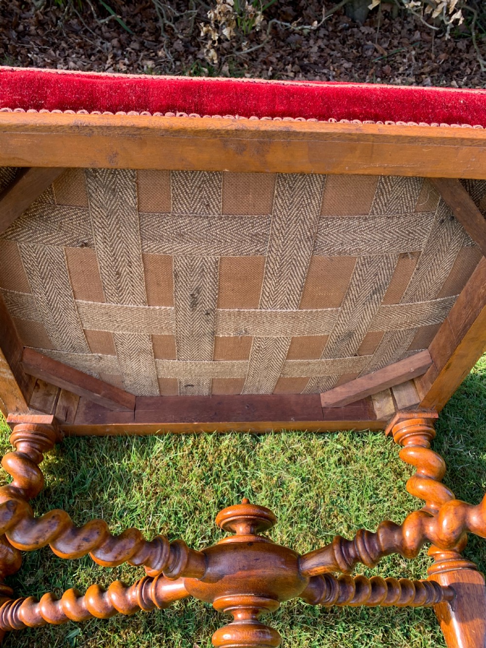 Large Scottish oak stool View X