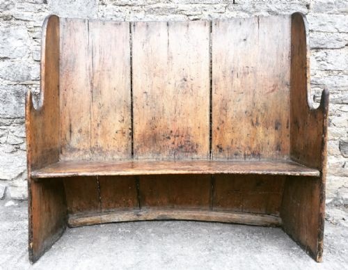 Antique Westcountry Pine Curved High Back Settle