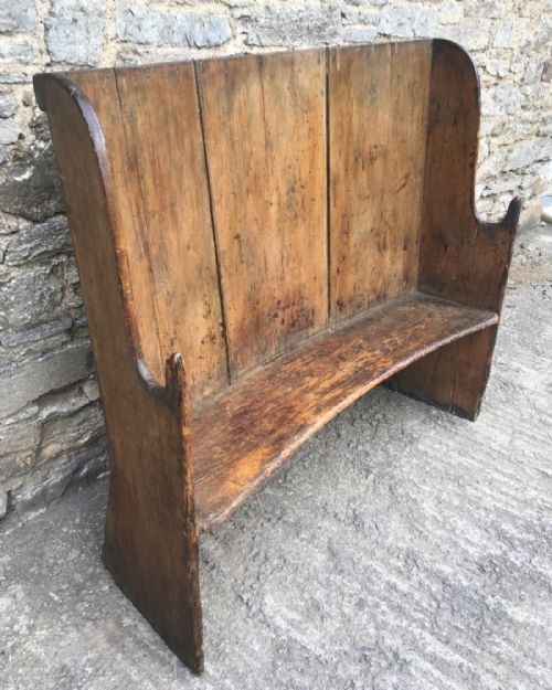 fig 1. Antique Westcountry Pine Curved High Back Settle