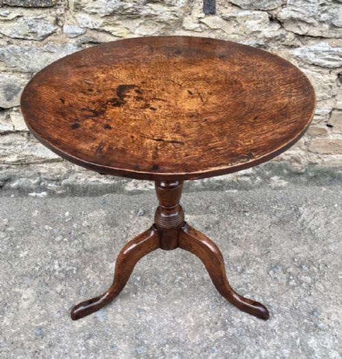 Antique 18th Century Oak Tilt Top Occasional Table on Tripod Base
