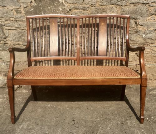 fig 1. Elegant Edwardian Mahogany Inlaid Settee