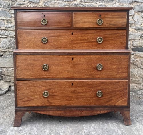 Georgian Mahogany Campaign Style Two-part Chest of Drawers