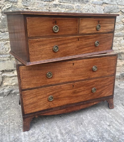 fig 1. Georgian Mahogany Campaign Style Two-Part Chest Of Drawers
