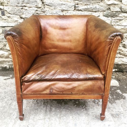 Antique Edwardian Leather Tub Chair