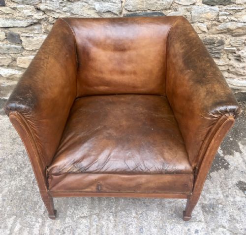 fig 1. Antique Edwardian Leather Tub Chair