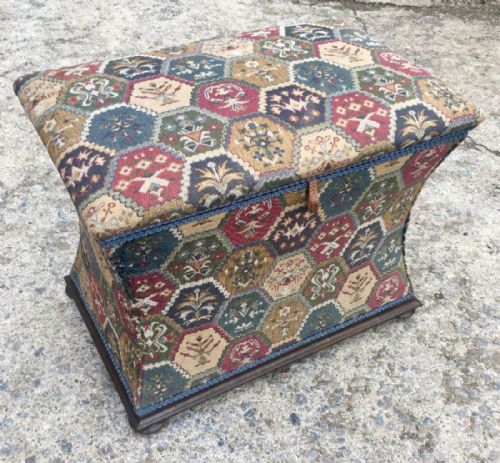 fig 1. Antique Victorian Ottoman Upholstered with Kilim Fabric