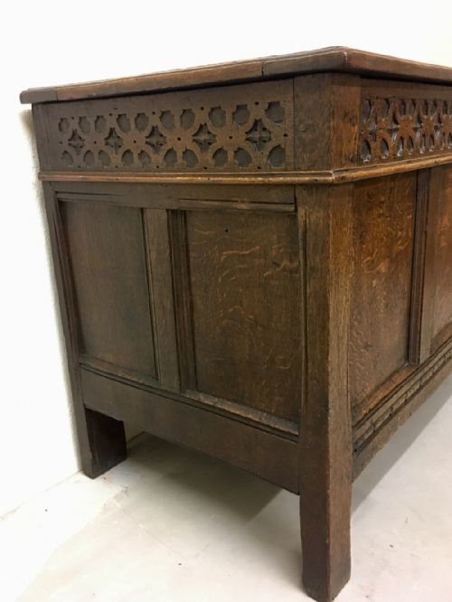 fig 1. Large Antique 18th Century Oak Coffer